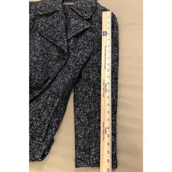 Kenneth Cole Wool Blend Peacoat Jacker Small White Black Speckled Double Bre - Picture 7 of 11